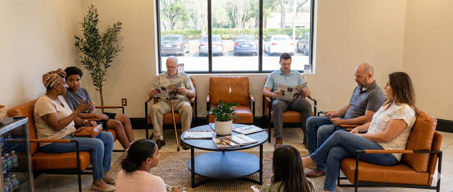 A clinic waiting room